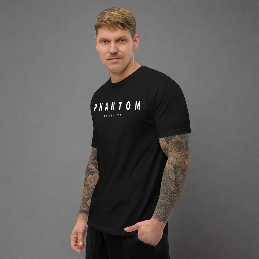 Premium Fitted T Shirt - Black - Modern White Text