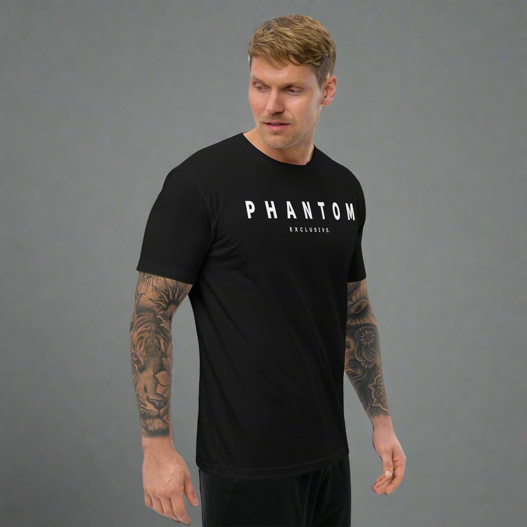 Premium Fitted T Shirt - Black - Modern White Text