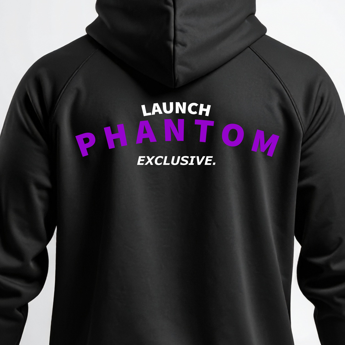 Launch Day - Phantom Exclusive - Premium Hoodie - Black & Signature Purple - Back Print