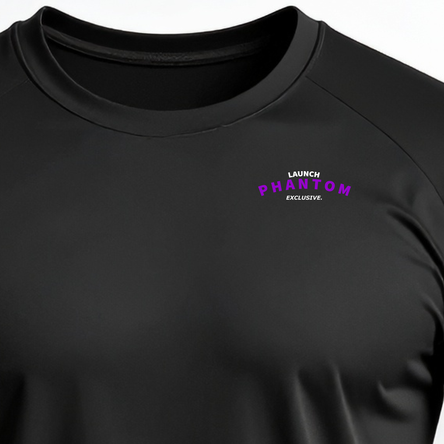Launch Day - Phantom Exclusive - Premium Fitted T Shirt - Black & Signature Purple - Front Text