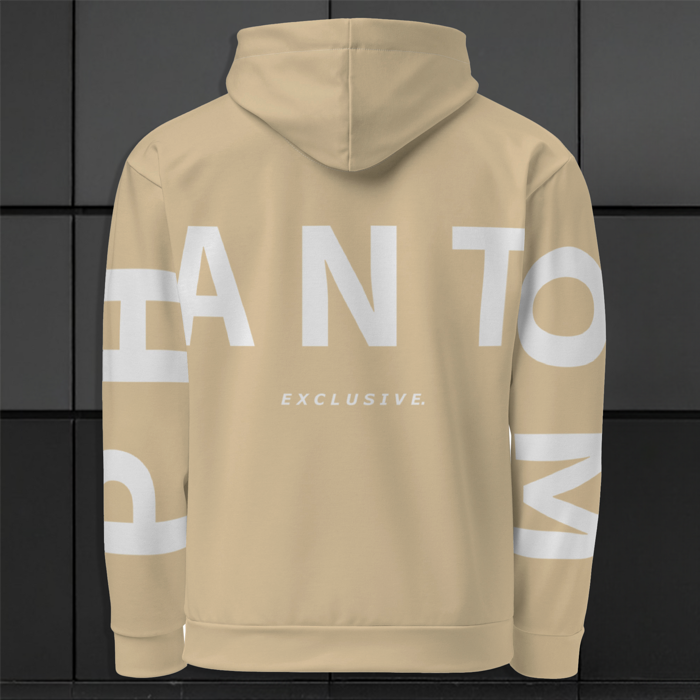 Women's - Large Text - Premium Hoodies - Beige - White Text