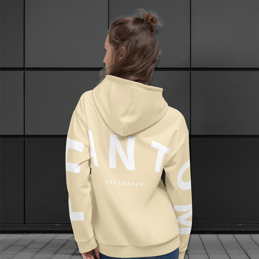 Women's - Large Text - Premium Hoodies - Beige - White Text
