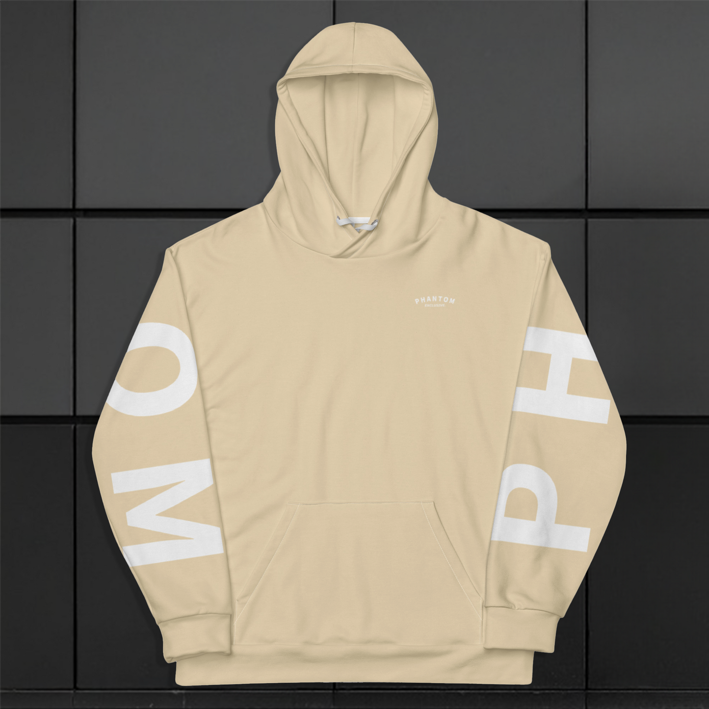 Women's - Large Text - Premium Hoodies - Beige - White Text