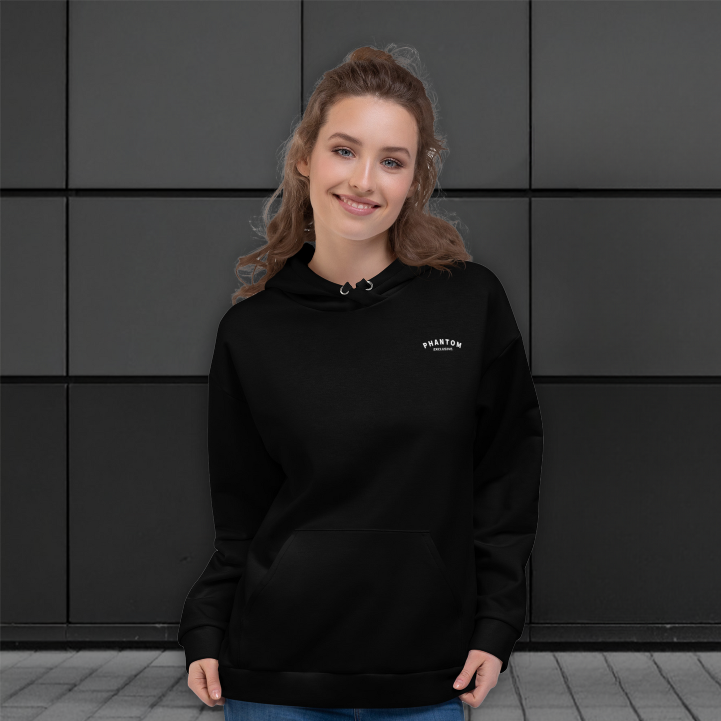 Womens - Large Text - Premium Hoodies - Black - White Text