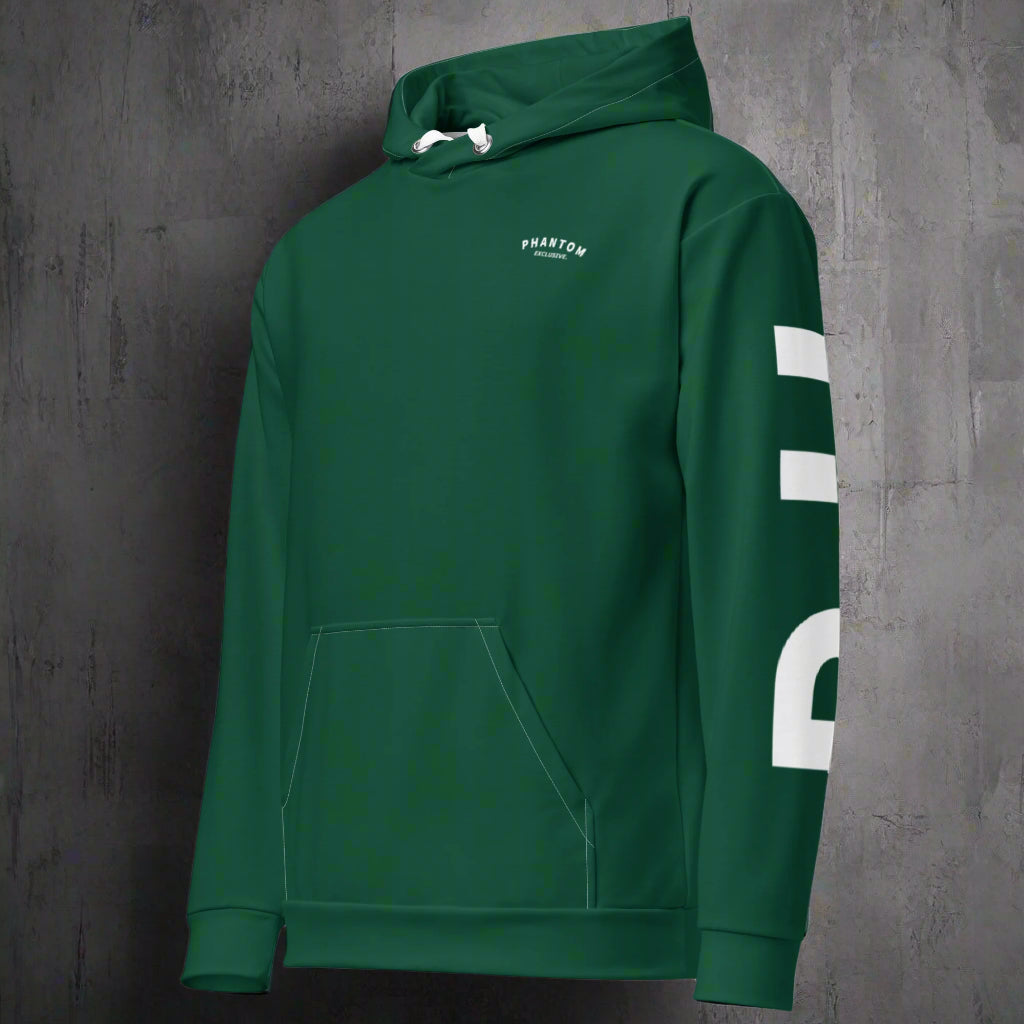 Large Text - Premium Hoodies - Dark Green - White Text