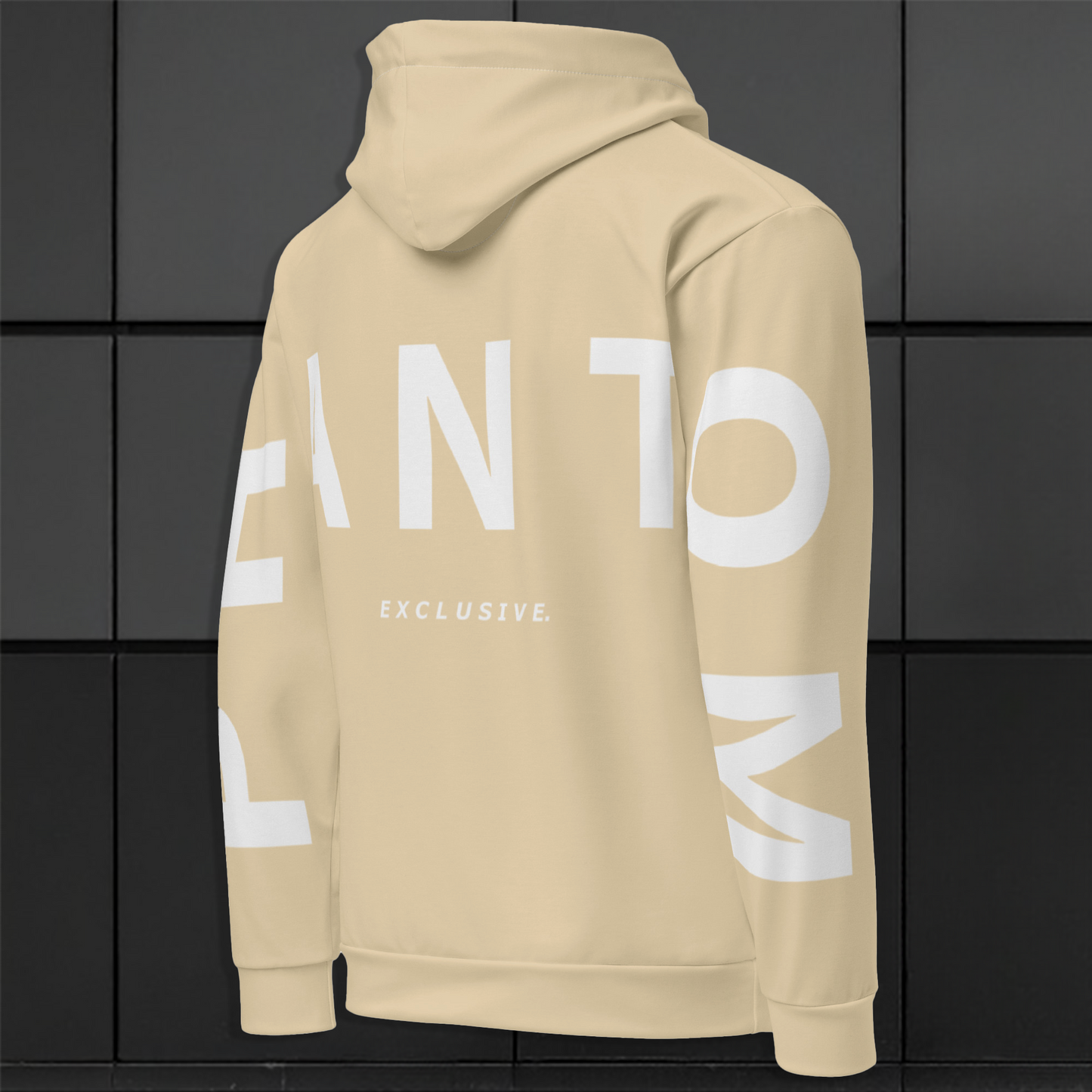 Women's - Large Text - Premium Hoodies - Beige - White Text