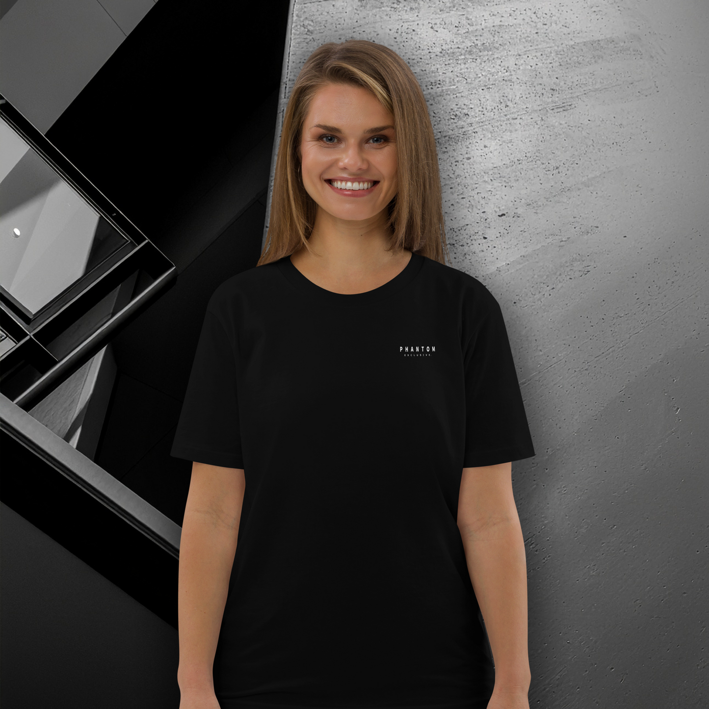 Women's - Premium Cotton T Shirt - Modern Back Print - Black & White