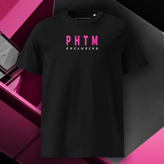 Women's - Premium Cotton T Shirt - Slim Text Design - Black & Pink