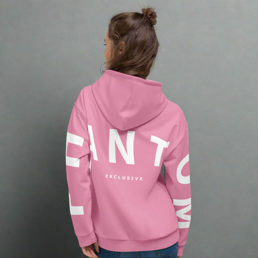 Women's - Large Text - Premium Hoodies - Light Pink - White Text