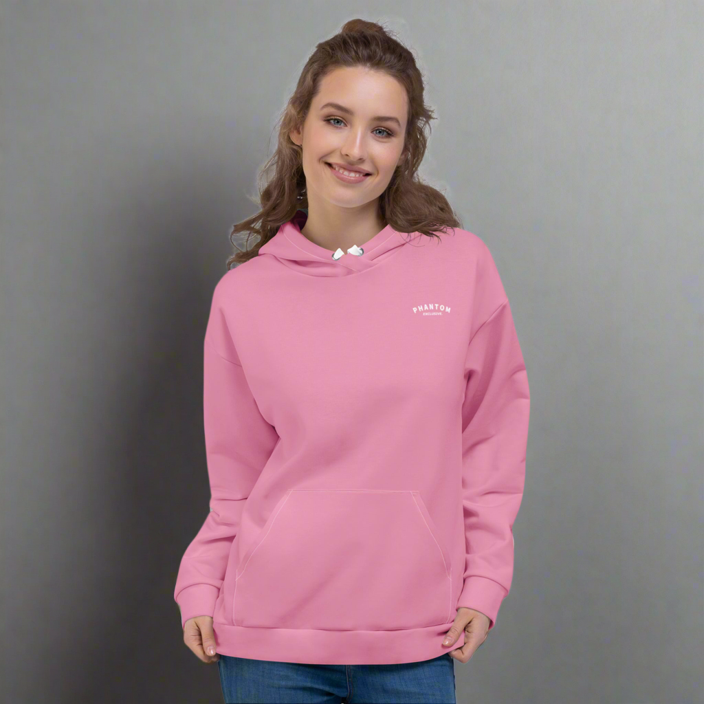 Women's - Large Text - Premium Hoodies - Light Pink - White Text
