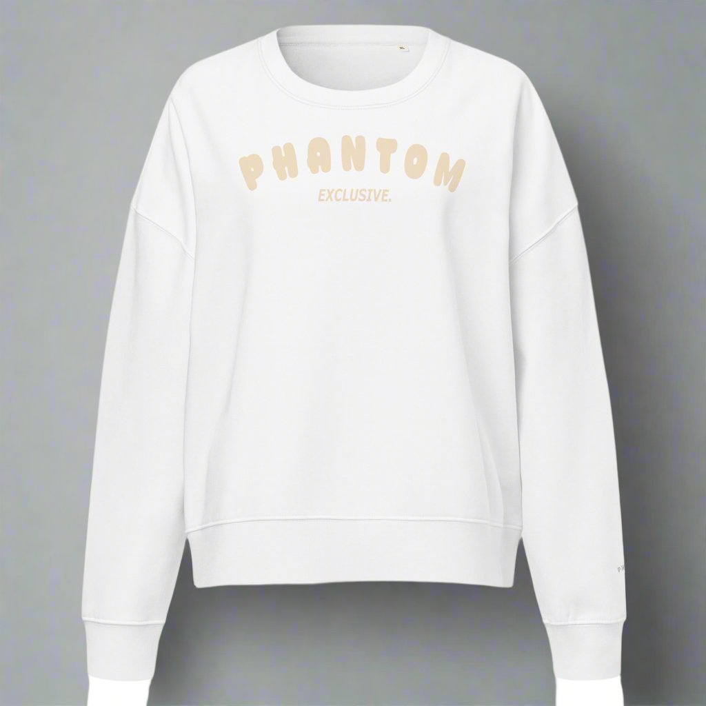 Womans Large Bubbly Text Jumper - White - Beige Text