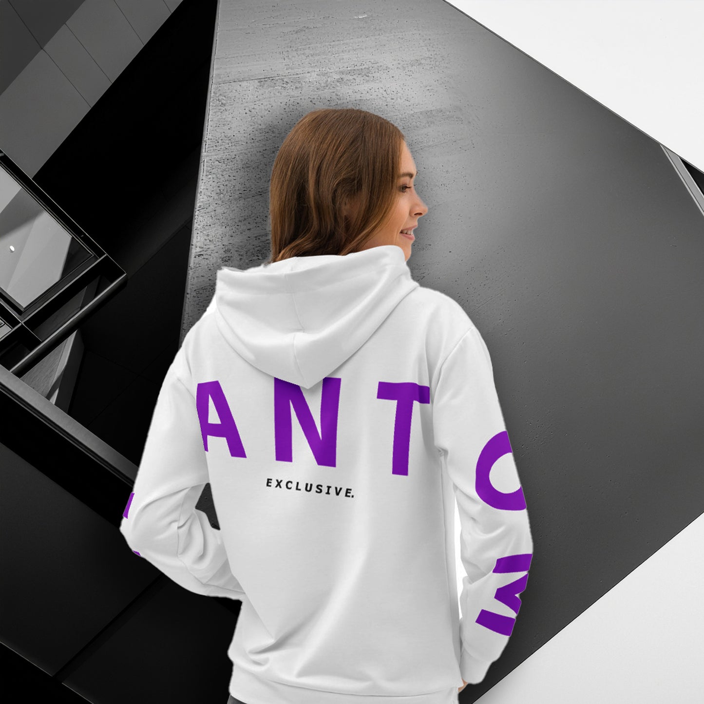 Women's - Premium Cotton Large Back Text - Limited Edition Hoodie - White & Purple