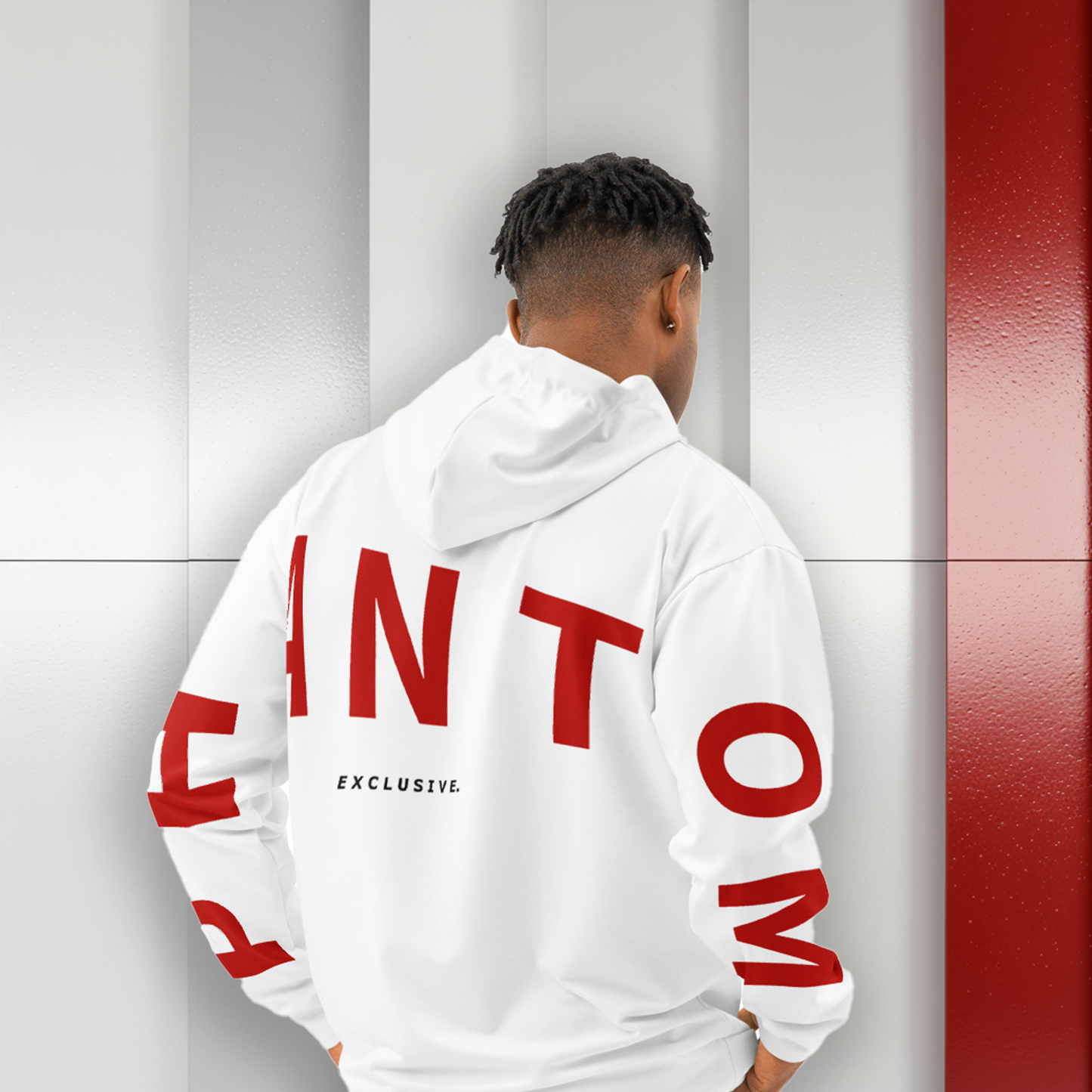 Men's - White Premium Cotton Large Text Hoodie - Black Friday Exclusive