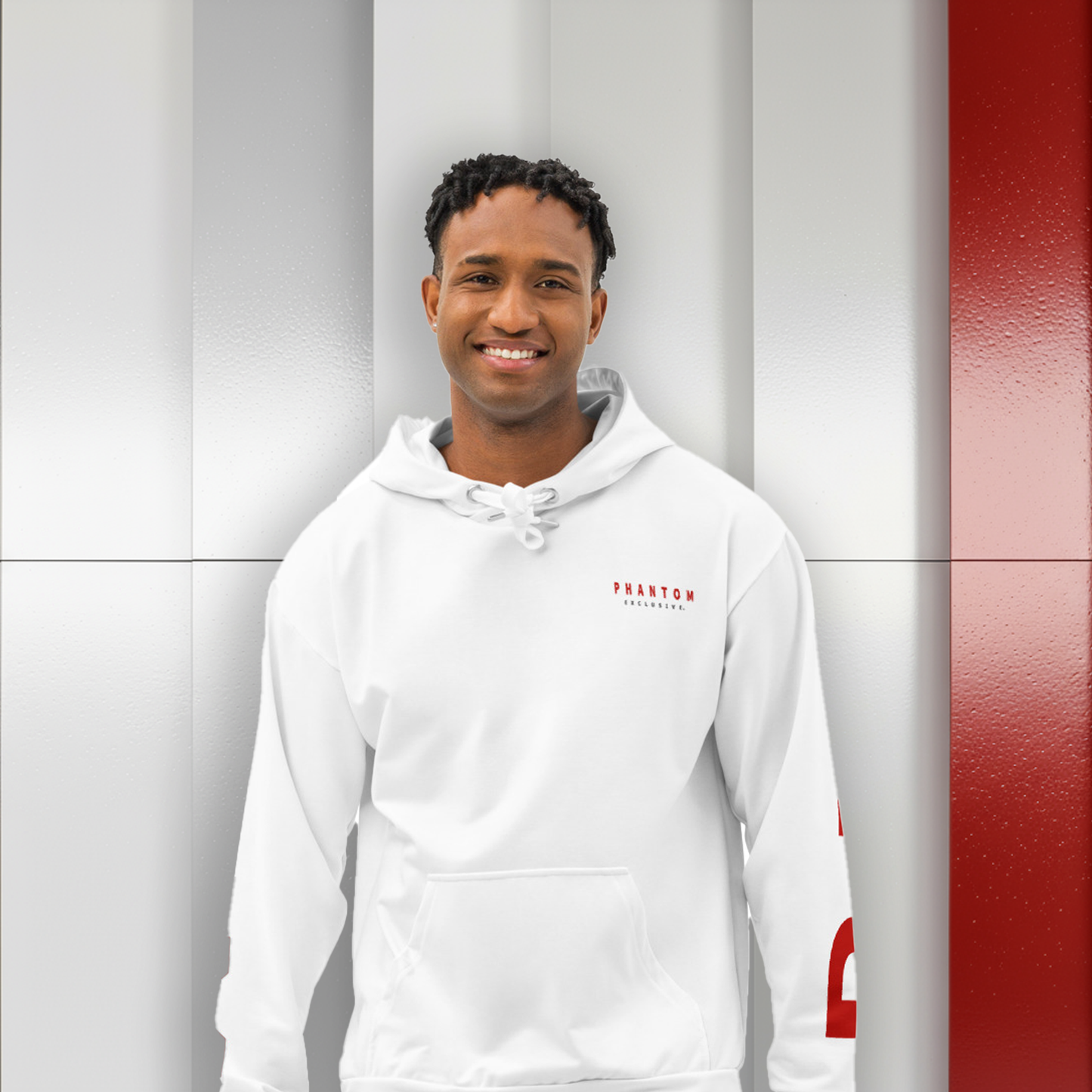 Men's - White Premium Cotton Large Text Hoodie - Black Friday Exclusive