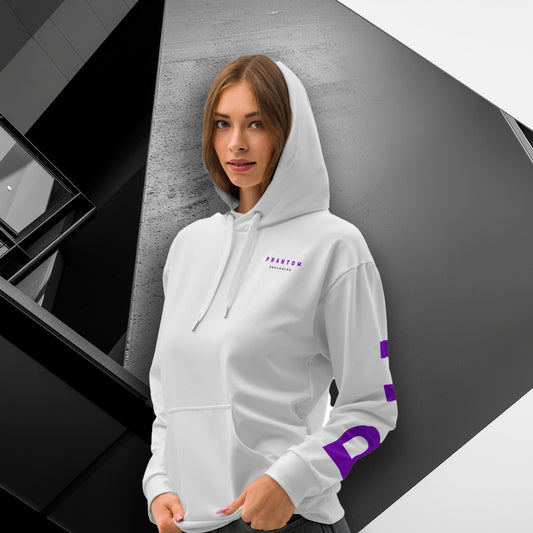 Women's - Premium Cotton Large Back Text - Limited Edition Hoodie - White & Purple
