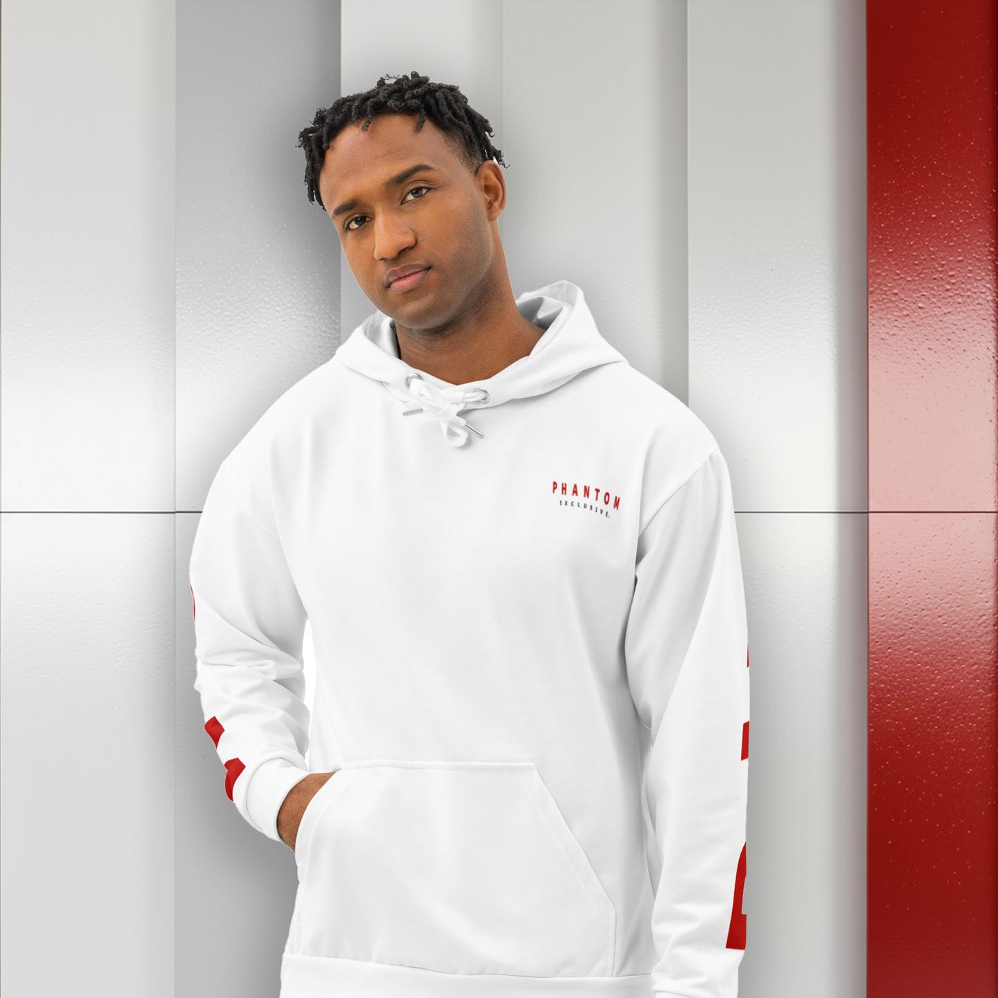 Men's - White Premium Cotton Large Text Hoodie - Black Friday Exclusive