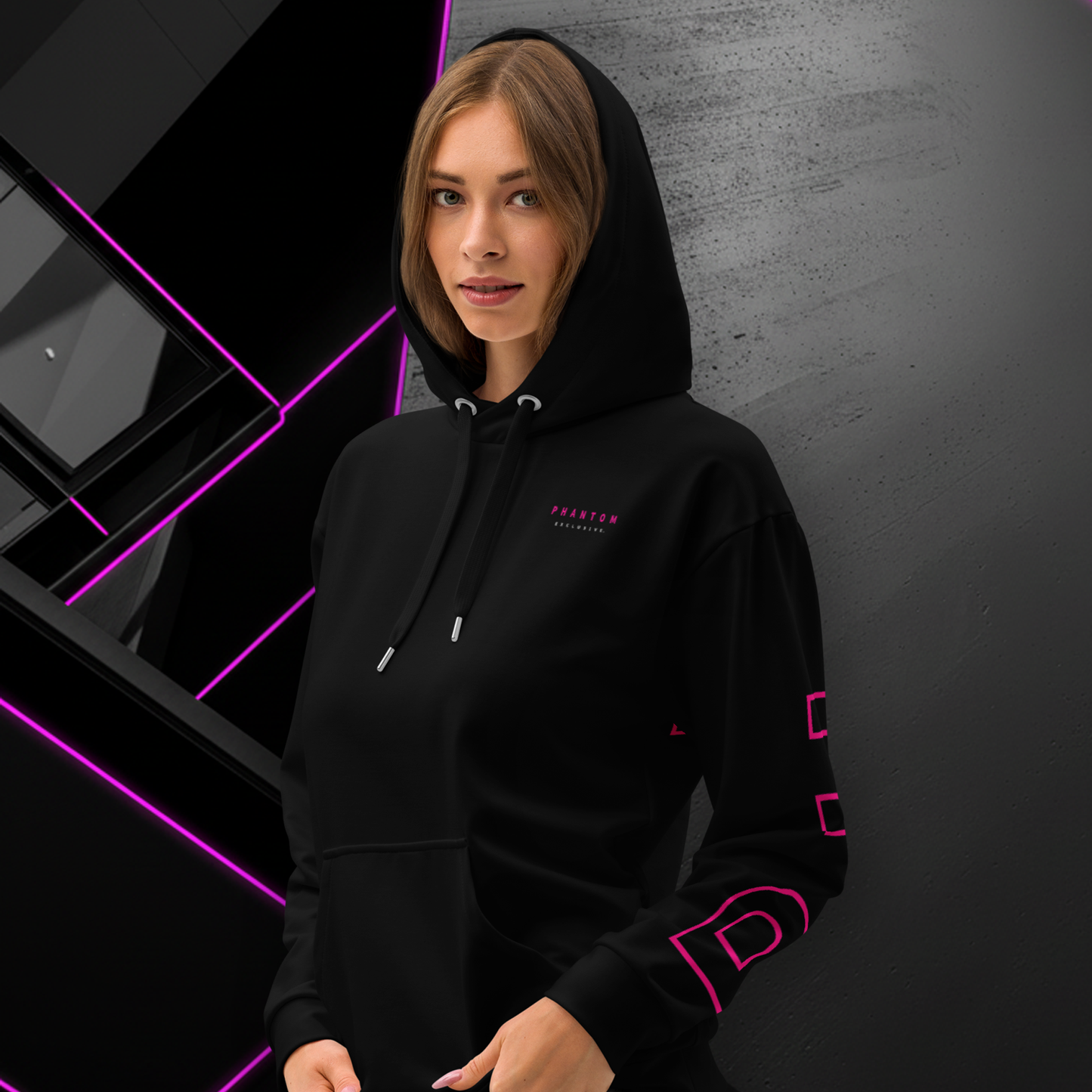 Women's Premium Cotton Hoodie - Black & Pink