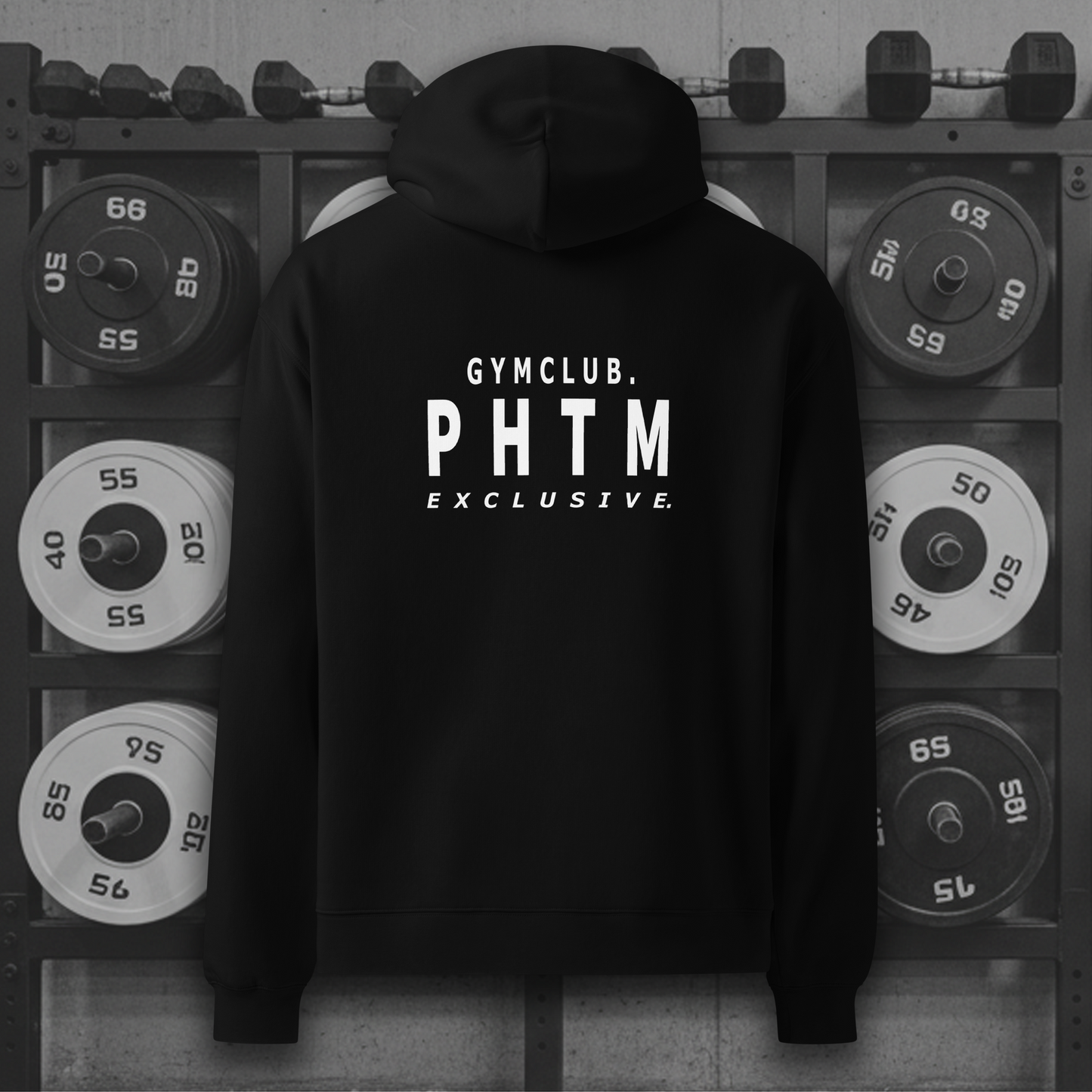Premium Oversized Gym Club Hoodie - Black & White