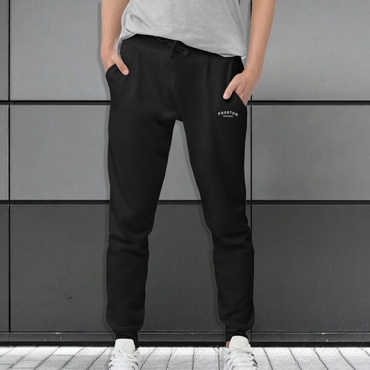 Phantom Exclusive - Mens Premium Cotton Joggers - Black - White Text