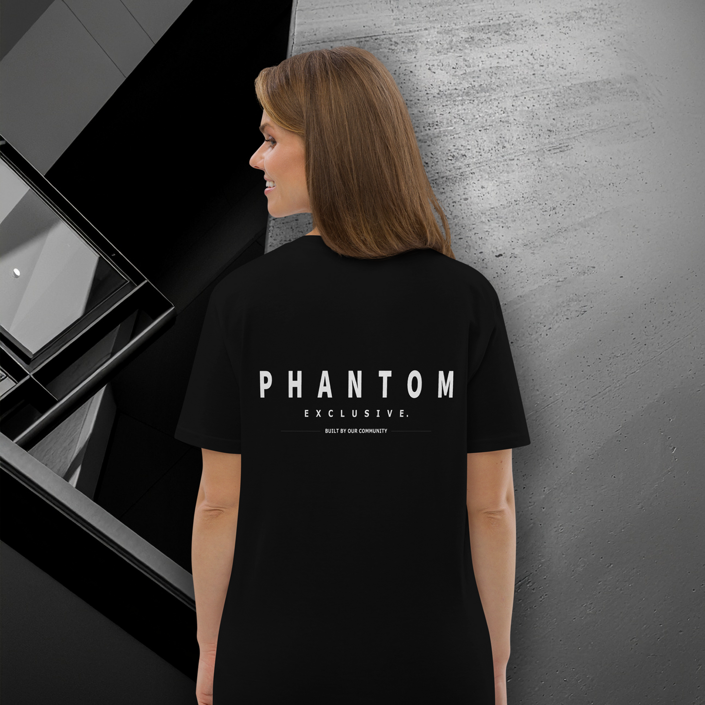 Women's - Premium Cotton T Shirt - Modern Back Print - Black & White