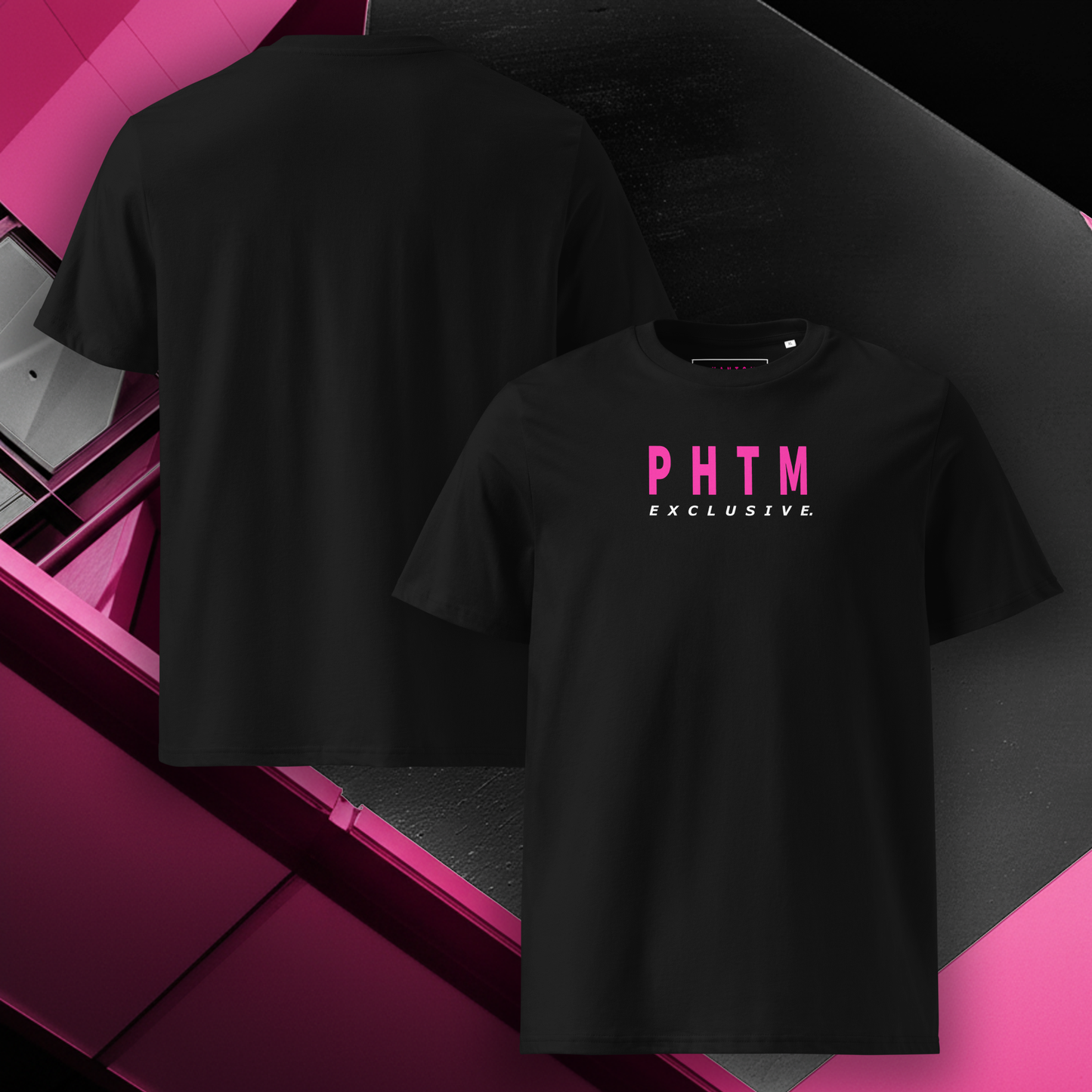 Women's - Premium Cotton T Shirt - Slim Text Design - Black & Pink